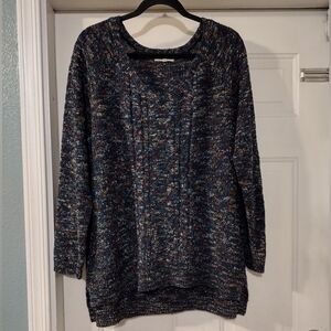 Retrology Women's Elegant Navy/Multicolor Knit Cozy Sweater Size XL